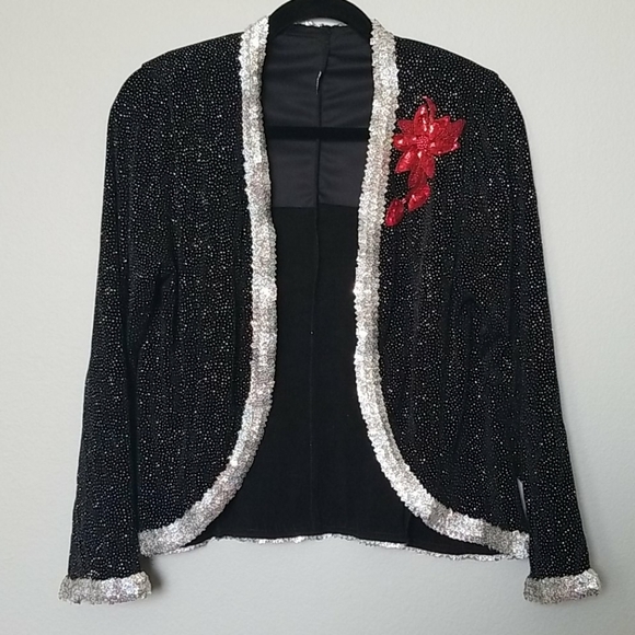 Christmas Bling Evening jacket Poinsettia Accent size large - Picture 1 of 4